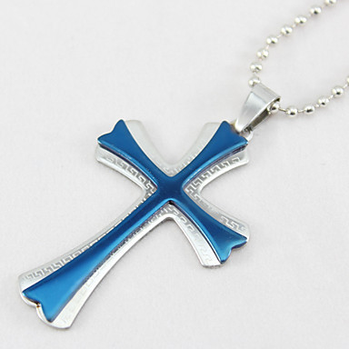 Титан Двухместный Cross Blue ожерелье
