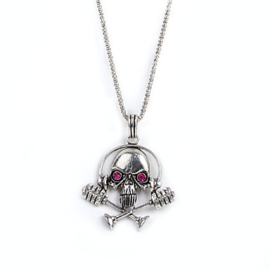 Античная медь черепа Rhinestone ожерелье KL02