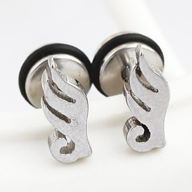 Мода угол Крыло серебро Нержавеющая сталь серьги стержня (1 пара)