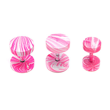 1PCS 6/8mm Красочные титана стали гантелей Серьги (разных цветов)