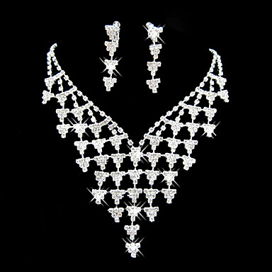 Свадебные Rhinestone Регулируемая Ожерелье и серьги комплект ювелирных изделий
