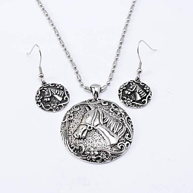 GothicTitanium стального коня Ожерелья Сережки серебро Ювелирные наборы