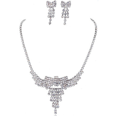 Свадьба Элегантный Rhinestone Crystal серьги и ожерелье комплект ювелирных изделий