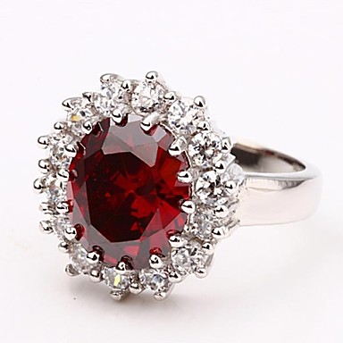 Мода сплава олова Platinum покрытием Красный Циркон комплект ювелирных изделий