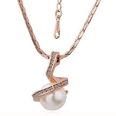 Мода Золотой Имитация Pearl (Включает в себя ожерелье и серьги падение) Комплект ювелирных изделий (медный)