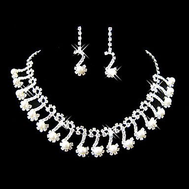 Свадебные Rhinestone Регулируемая Ожерелье и серьги комплект ювелирных изделий