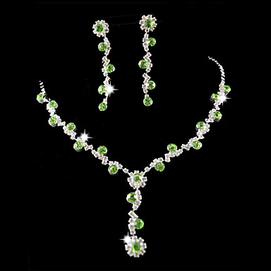 Свадебный Зеленый Регулируемая Ожерелье Rhinestone & серьги комплект ювелирных изделий