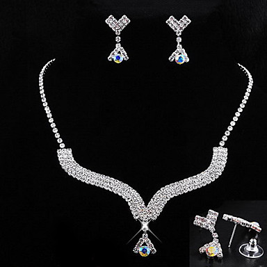 Свадьба Элегантный Rhinestone Crystal серьги и ожерелье комплект ювелирных изделий