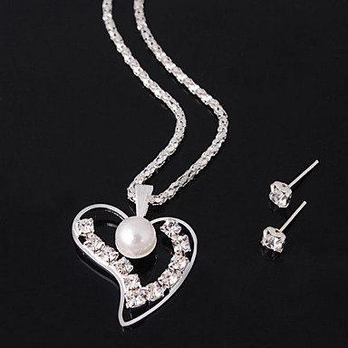 Свадьба Элегантный форме сердца Rhinestone Crystal серьги и ожерелье комплект ювелирных изделий