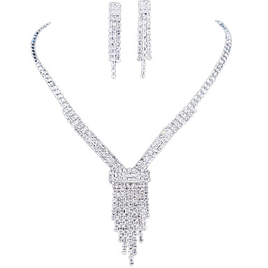 Свадьба Элегантный Rhinestone Crystal серьги и ожерелье комплект ювелирных изделий