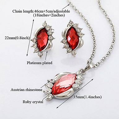 SWA Рубин Rhinestone Кристалл подвеска серьги комплект ювелирных изделий Кач платиновым покрытием подарков ювелирные изделия для женщин