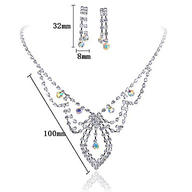 Свадьба Элегантный Rhinestone Crystal серьги и ожерелье комплект ювелирных изделий