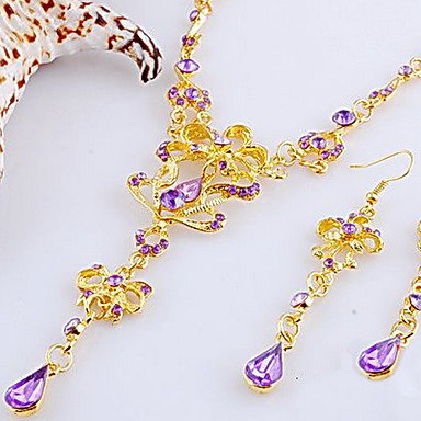 Свадьба Элегантный Rhinestone Crystal серьги и ожерелье комплект ювелирных изделий