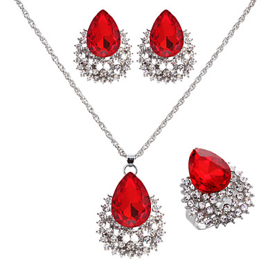 Мода Серебряный позолоченный (ожерелье и серьги и кольцо) Gemstone ювелирные изделия Set (серебро)