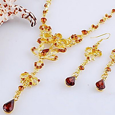 Свадьба Элегантный Rhinestone Crystal серьги и ожерелье комплект ювелирных изделий