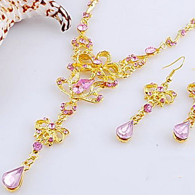 Свадьба Элегантный Rhinestone Crystal серьги и ожерелье комплект ювелирных изделий