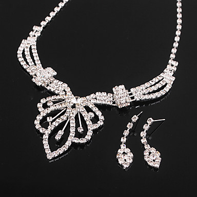 Свадьба Элегантный Rhinestone Crystal серьги и ожерелье комплект ювелирных изделий