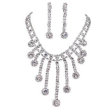 Свадьба Элегантный Rhinestone Crystal серьги и ожерелье комплект ювелирных изделий