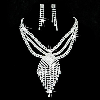 Свадебные Rhinestone Регулируемая Ожерелье и серьги комплект ювелирных изделий