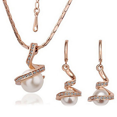 Мода Золотой Имитация Pearl (Включает в себя ожерелье и серьги падение) Комплект ювелирных изделий (медный)