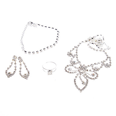 Бабочка Посеребренная Полностью Ювелирное Ожерелье Кольцо серьги и браслет комплект ювелирных изделий