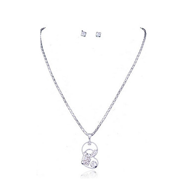 Свадьба Элегантный Rhinestone сердца Crystal серьги и ожерелье комплект ювелирных изделий