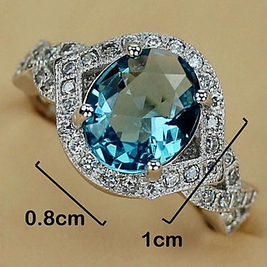Мода 925 Посеребренная медь Голубой циркон серьги кольцо и Подвески Комплект
