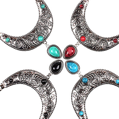 Изящные Женская Сплав серебра (ожерелья & серьги) Gemstone ювелирные изделия Set (красный, черный, синий, зеленый)
