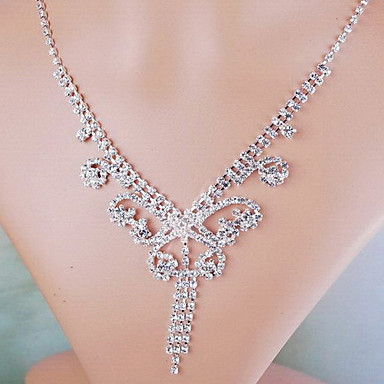 Свадьба Элегантный Rhinestone Crystal серьги и ожерелье комплект ювелирных изделий