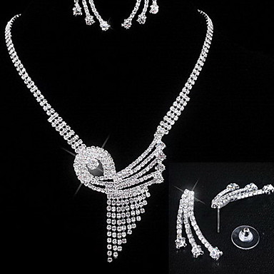 Свадьба Элегантный Rhinestone Crystal серьги и ожерелье комплект ювелирных изделий