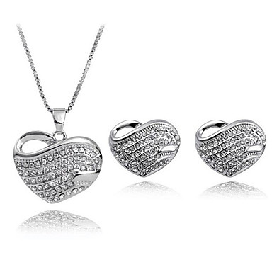 Серебряные серьги Сердце & Set ожерелье ювелирных изделий