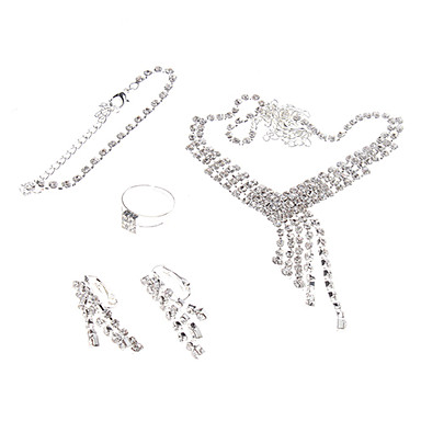 V-образный Посеребренная Полностью Ювелирное Ожерелье Кольца серьги и браслет ювелирные изделия Set