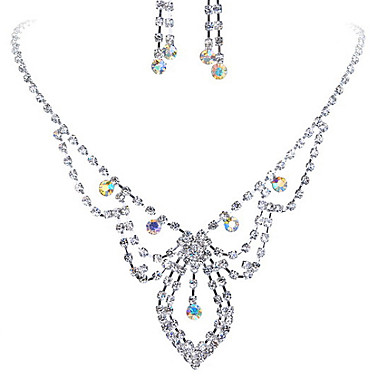 Свадьба Элегантный Rhinestone Crystal серьги и ожерелье комплект ювелирных изделий