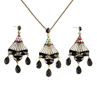 Черный павлин смола ожерелье с серьгами указан