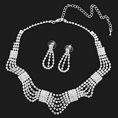 Свадьба Элегантный Rhinestone Crystal серьги и ожерелье комплект ювелирных изделий