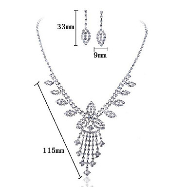 Свадьба Элегантный Rhinestone Crystal серьги и ожерелье комплект ювелирных изделий