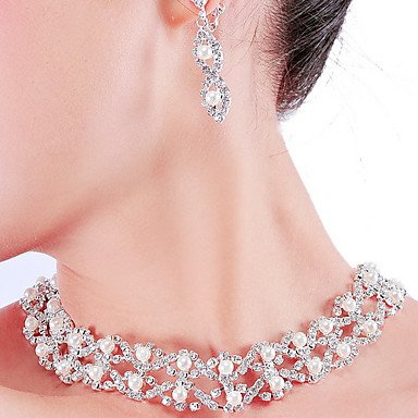 Свадьба Элегантный Rhinestone Crystal серьги и ожерелье комплект ювелирных изделий