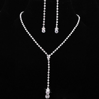 Свадьба Элегантный Rhinestone Crystal серьги и ожерелье комплект ювелирных изделий