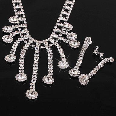 Свадьба Элегантный Rhinestone Crystal серьги и ожерелье комплект ювелирных изделий