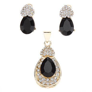 Любящее сердце Black Onyx Полностью Ювелирные серьги и кулон ювелирные изделия Set