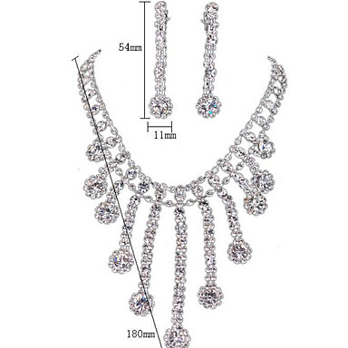 Свадьба Элегантный Rhinestone Crystal серьги и ожерелье комплект ювелирных изделий