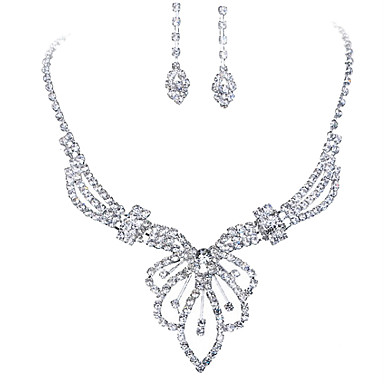 Свадьба Элегантный Rhinestone Crystal серьги и ожерелье комплект ювелирных изделий