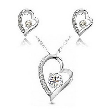 Heart-Shaped Циркон серебряный комплект ювелирных изделий