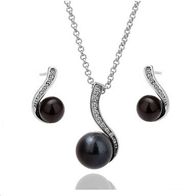 Мода сплава олова с серебряным покрытием Black Pearl комплект ювелирных изделий