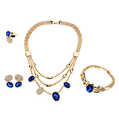 Многокамерные Полный Rhinestone Blue Gem Jewelry Set