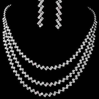 Свадьба Элегантный Rhinestone Crystal серьги и ожерелье комплект ювелирных изделий
