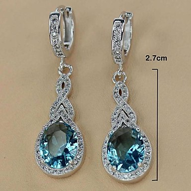 Мода 925 Посеребренная медь Голубой циркон серьги кольцо и Подвески Комплект