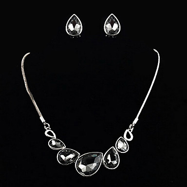 Горный хрусталь вода падения ShapeEarrings & Ожерелье Комплект ювелирных изделий (случайный цвет)