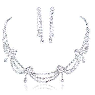 Свадьба Элегантный Rhinestone Crystal серьги и ожерелье комплект ювелирных изделий