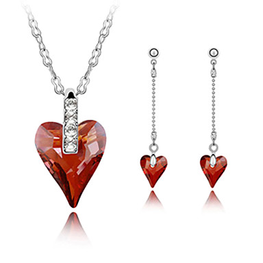 Heart Shape Кристалл ювелирные изделия устанавливает в Щепка сплава в том числе ожерелье серьги другие цвета
